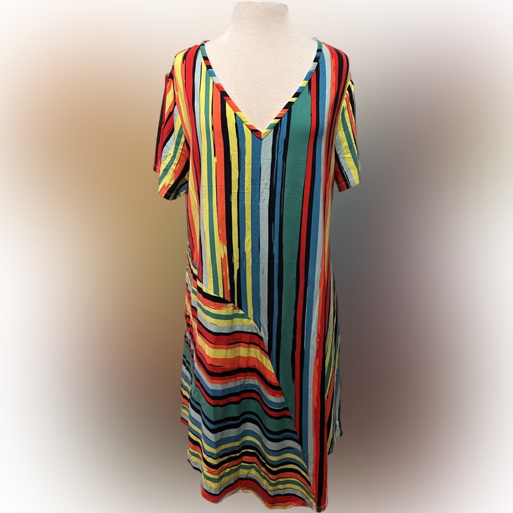 Soft Surroundings multi-colored striped dress. Size 1X. Gently worn. $29